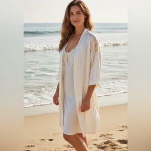 Dentelle Two Piece Short Chemise Set Creamy White Size S